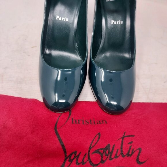 Christian Louboutin So Sab Patent Dark Green Pump - Picture 9 of 11